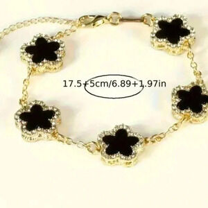 1 pcs black flower thin chain bracelet
